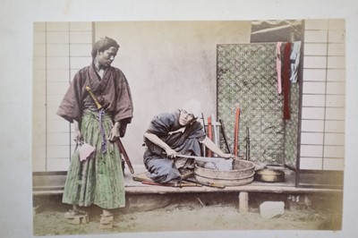Lot 64 - Japan. A concertina album of 50 colour tinted albumen prints