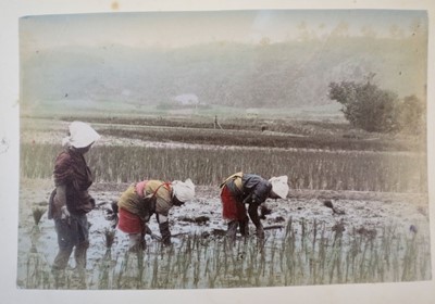 Lot 64 - Japan. A concertina album of 50 colour tinted albumen prints