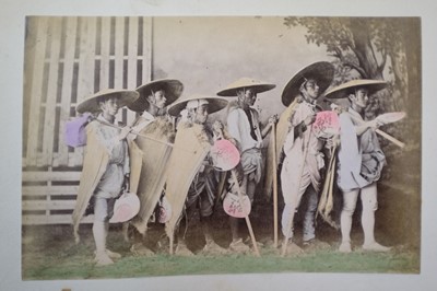Lot 64 - Japan. A concertina album of 50 colour tinted albumen prints