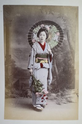 Lot 64 - Japan. A concertina album of 50 colour tinted albumen prints