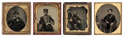Lot 181 - Military Ambrotypes. A group of five one-sixth plate ambrotypes, circa 1860