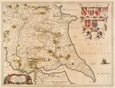Lot 344 - Yorkshire. Blaeu (J.), Ducatus Eboracensis pars Orientalis, The East Riding..., circa 1645