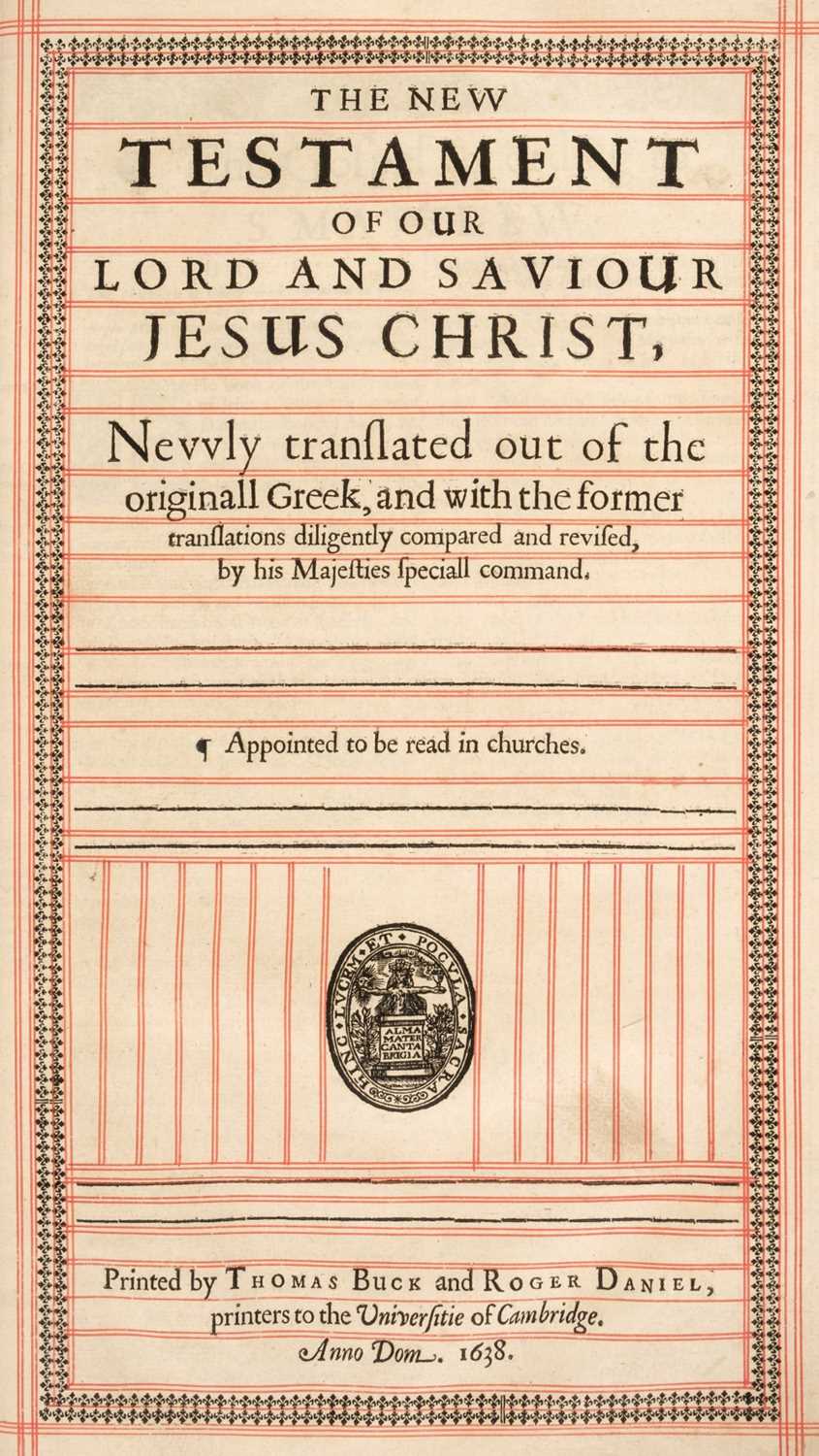 Lot 78 - Bible [English]. The Holy Bible containing the Old Testament and the New, Cambridge, 1638