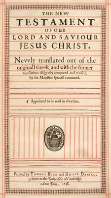 Lot 78 - Bible [English]. The Holy Bible containing the Old Testament and the New, Cambridge, 1638
