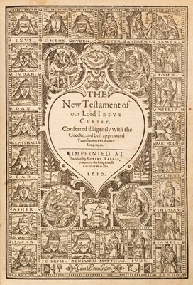 Lot 76 - Bible [English]. The Bible: Translated according to the Ebrew and Greeke, 1611