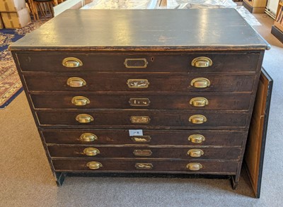 Lot 425 - Plan Chest. Seven drawer pine plan chest, early 20th century