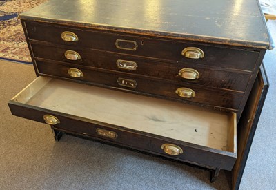 Lot 425 - Plan Chest. Seven drawer pine plan chest, early 20th century