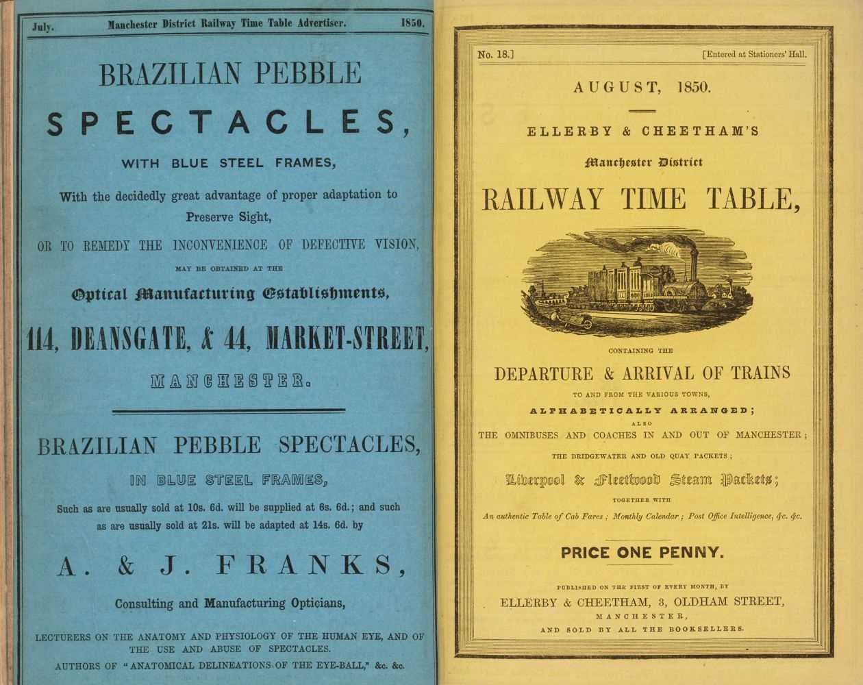 Lot 68 - Railway Guides. Ellerby & Cheatham's Manchester District Railway Time Table