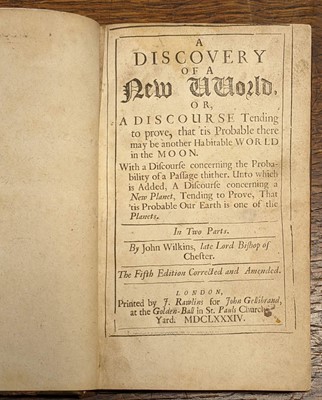 Lot 120 - Wilkins (John). A Discovery of a New World, 2 parts in 1, 5th edition, 1684