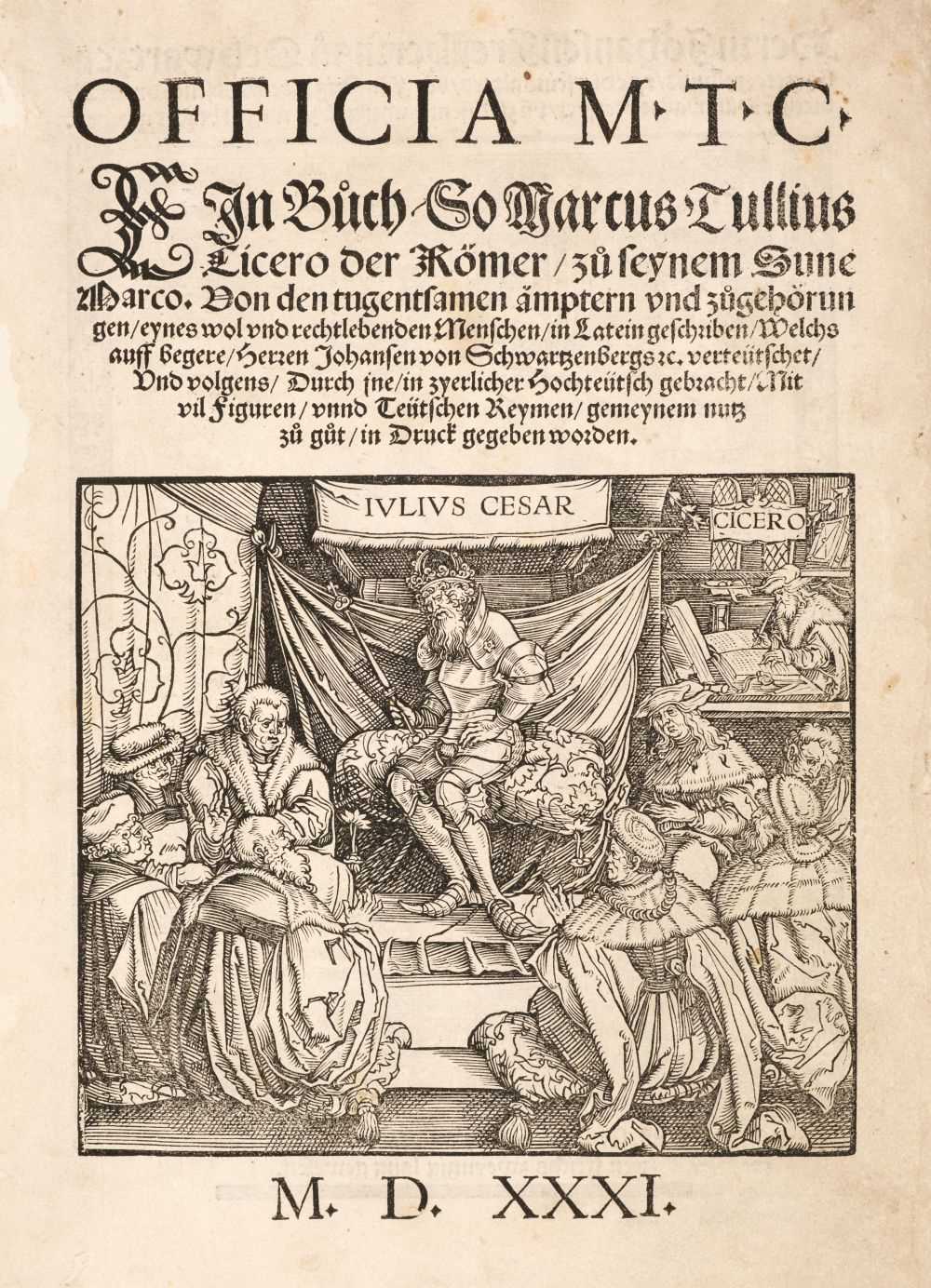 Lot 124 - Cicero (Marcus Tullius). Officia. Ein Buch zu seynem Sune Marco