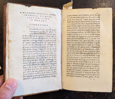 Lot 123 - Bembo (Pietro). Gli Asolani, Venice: Heirs of Aldus the Elder, May 1515