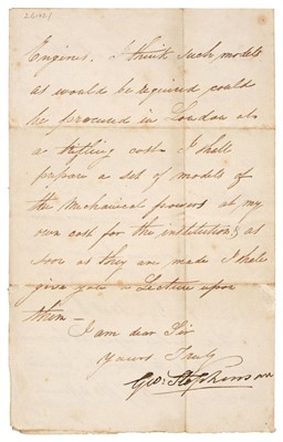 Lot 167 - Stephenson (George, 1781-1848). Letter signed, 1841