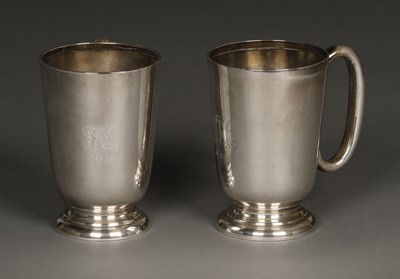Lot 26 - Silver mugs, Walker & Hall, Sheffield 1930 and 1955