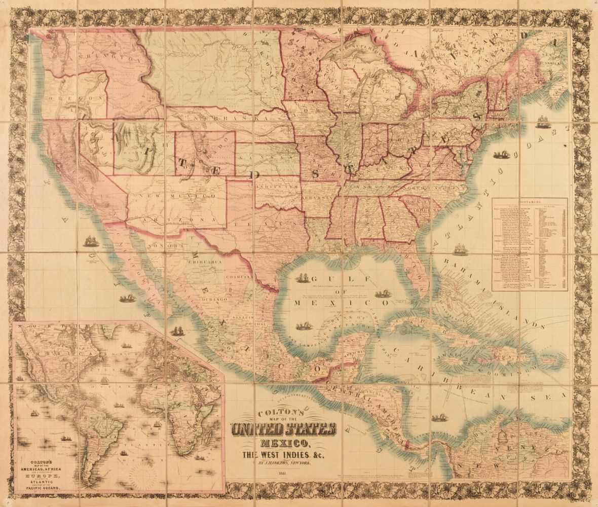 Lot 162 - North America. Colton (J. H.), Map of the United States, Mexico, The West Indies &c, 1861
