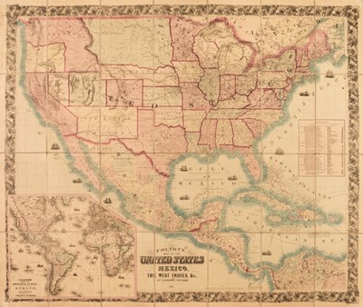 Lot 162 - North America. Colton (J. H.), Map of the United States, Mexico, The West Indies &c, 1861