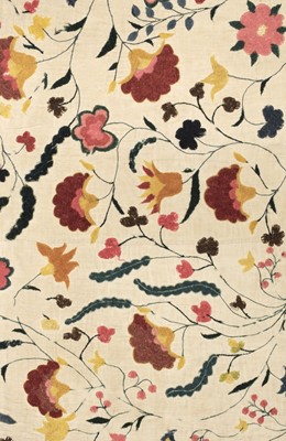 Lot 233 - Crewelwork. An embroidered bedcover, possibly American, late 18th century