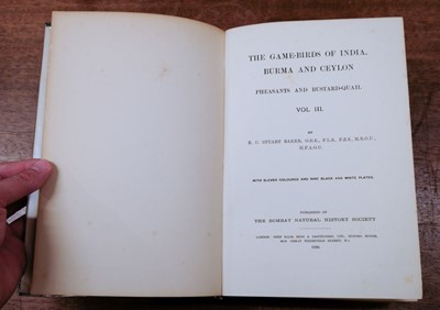 Lot 84 - Baker (Stuart) The Game-Birds of India, Burma & Ceylon, 1921-1930