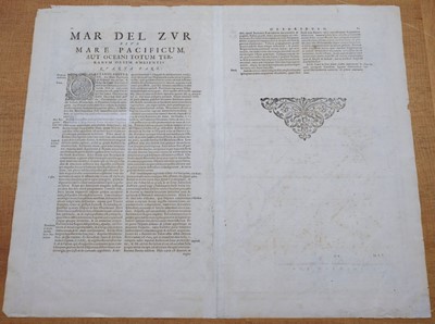 Lot 165 - Pacific Ocean. Jansson (Jan), Mar del Zur Hispanis Mare Pacificum, Amsterdam, circa 1650