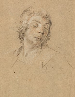 Lot 4 - Circle of Guido Reni (1575-1642).  Head of a Youth, and Study of a female hand