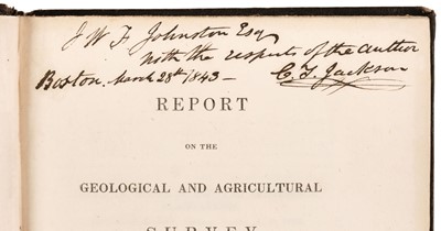 Lot 30 - Jackson (Charles Thomas). State of Rhode-Island, Providence, 1840 Presentation Copy and others