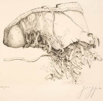 Lot 497 - Grass (Günter, 1927-2015). Shoe with cigarette butts, 1974