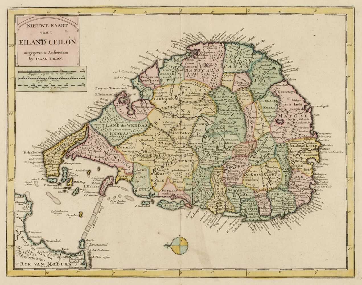 Lot 55 - Ceylon. Tirion Isaac), Nieuwe Kaart van 't Eiland Ceilon, Amsterdam, circa 1740
