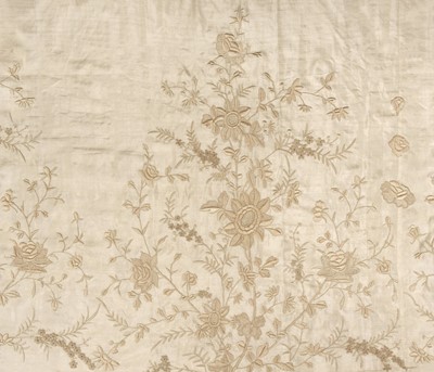 Lot 232 - Chinese. Hand-embroidered silk fabric, 1930s