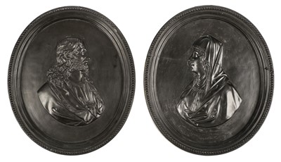 Lot 115 - Basalt. Pair of 19th-century plaques