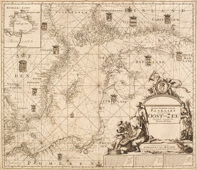 Lot 193 - Van Keulen (Johannes). Nieuwe Wassende Graade Paskaart over de Geeheele..., 1680 or later