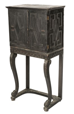Lot 202 - Cabinet on Stand. 18th century ebonised cabinet on stand