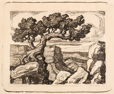 Lot 447 - Sandzén (Birger, 1871-1954). The Sentinel of the Mesa, 1933