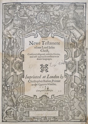 Lot 154 - Bible [English]. The Bible... , Geneva version, 2 parts in 1 volume, Christopher Barker, 1581