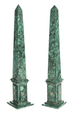 Lot 62 - Obelisks. Pair of Malachite obelisks