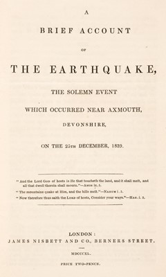 Lot 33 - Devon. A Brief Account of the Earthquake, 1840