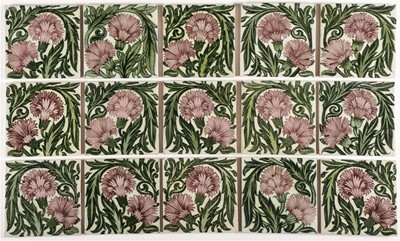 Lot 130 - Tiles. William De Morgan pottery tiles - Carnation pattern