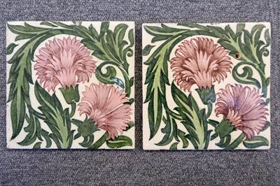 Lot 130 - Tiles. William De Morgan pottery tiles - Carnation pattern