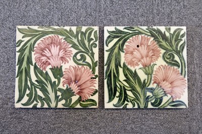 Lot 130 - Tiles. William De Morgan pottery tiles - Carnation pattern