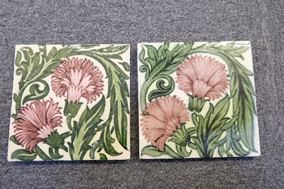 Lot 130 - Tiles. William De Morgan pottery tiles - Carnation pattern