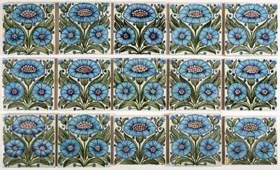 Lot 131 - Tiles. William De Morgan tiles - Bedford Park Daisy pattern