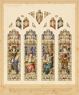 Lot 359 - Clayton & Bell (Stained Glass). Design for a 4-panel stained glass window, 1913