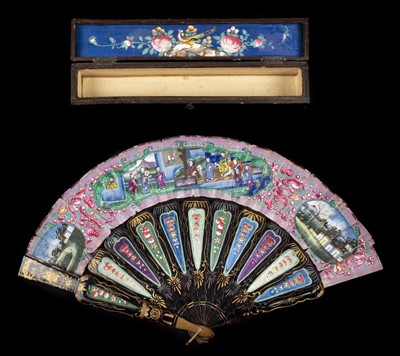 Lot 52 - Fan. A hand-painted fan, Chinese, mid 19th century