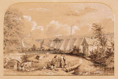 Lot 381 - Tait (Arthur Fitzwilliam). 7 watercolours from Views on the Manchester & Leeds Railway