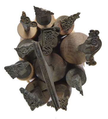 Lot 208 - Decorative finishing tools. Twenty brass decorative finishing tools