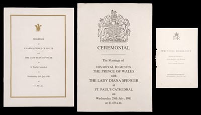 Lot 142 - Charles (1948) Prince of Wales & Diana (1961-1997) Princess of Wales. A large slice of cake
