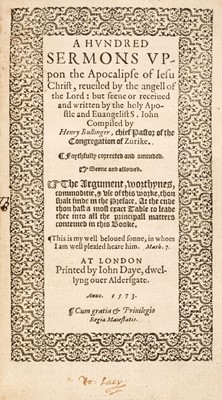 Lot 105 - Bullinger (Heinrich). A Hundred Sermons upon the Apocalipse of Iesu Christ, 1573