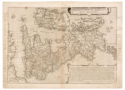 Lot 365 - British Isles. De Jode (Cornelis), Angliae Scotiae et Hibernie Nova Descriptio, 1593