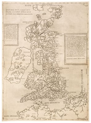 Lot 361 - British Isles. (Bertelli F. & Lily G.), Britania Insula quae duo Regna continet..., Venice 1562