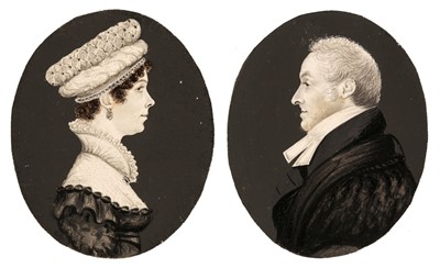 Lot 78 - Gillespie (J.H., attributed). Portrait miniatures of a lady and gentleman, circa 1820