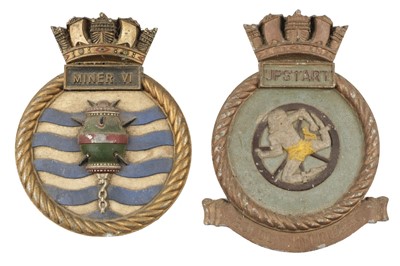 Lot 336 - Ships Badge. HMS Miner VI and HMS Upstart