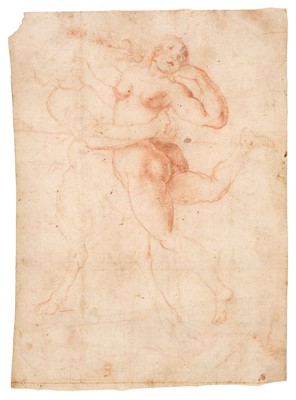 Lot 6 - Florentine School, Early 17th Century. A Satyr abducting a Nymph, sanguine crayon on fine laid paper